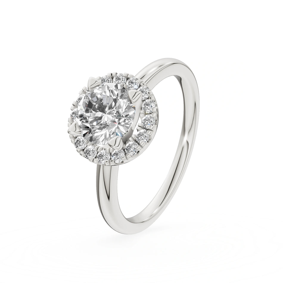 Gremari Seven Aura zásnubný prsteň z bieleho zlata s 1,00 ct lab-grown diamantom – Round/Brilliant