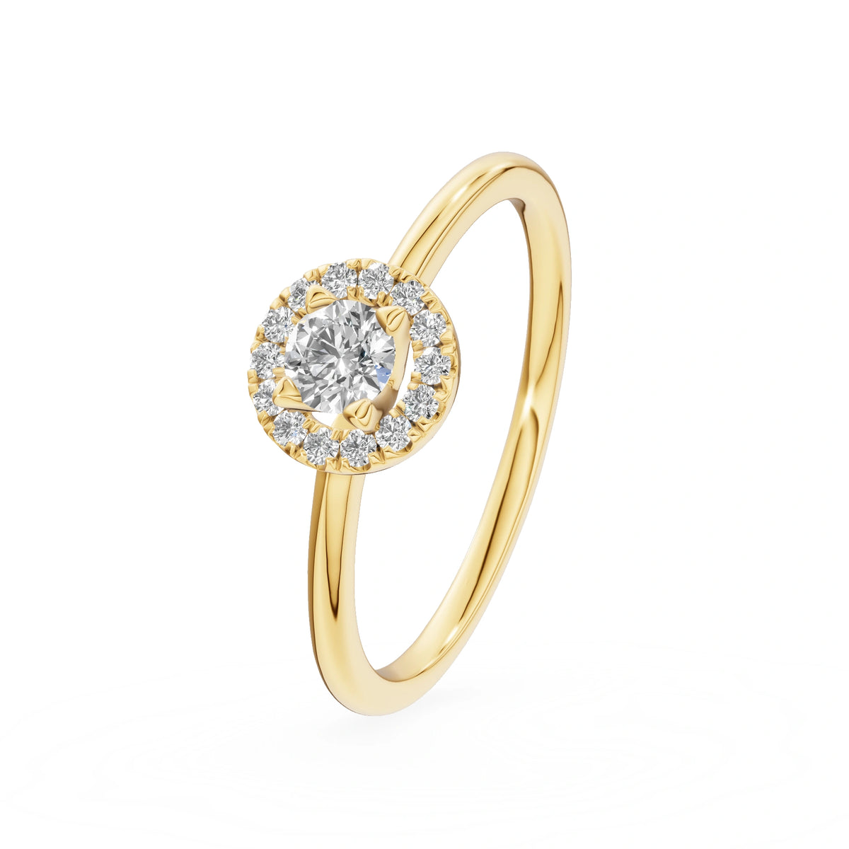 Gremari Seven Aura zásnubný prsteň zo žltého zlata s 0,15 ct lab-grown diamantom – Round/Brilliant