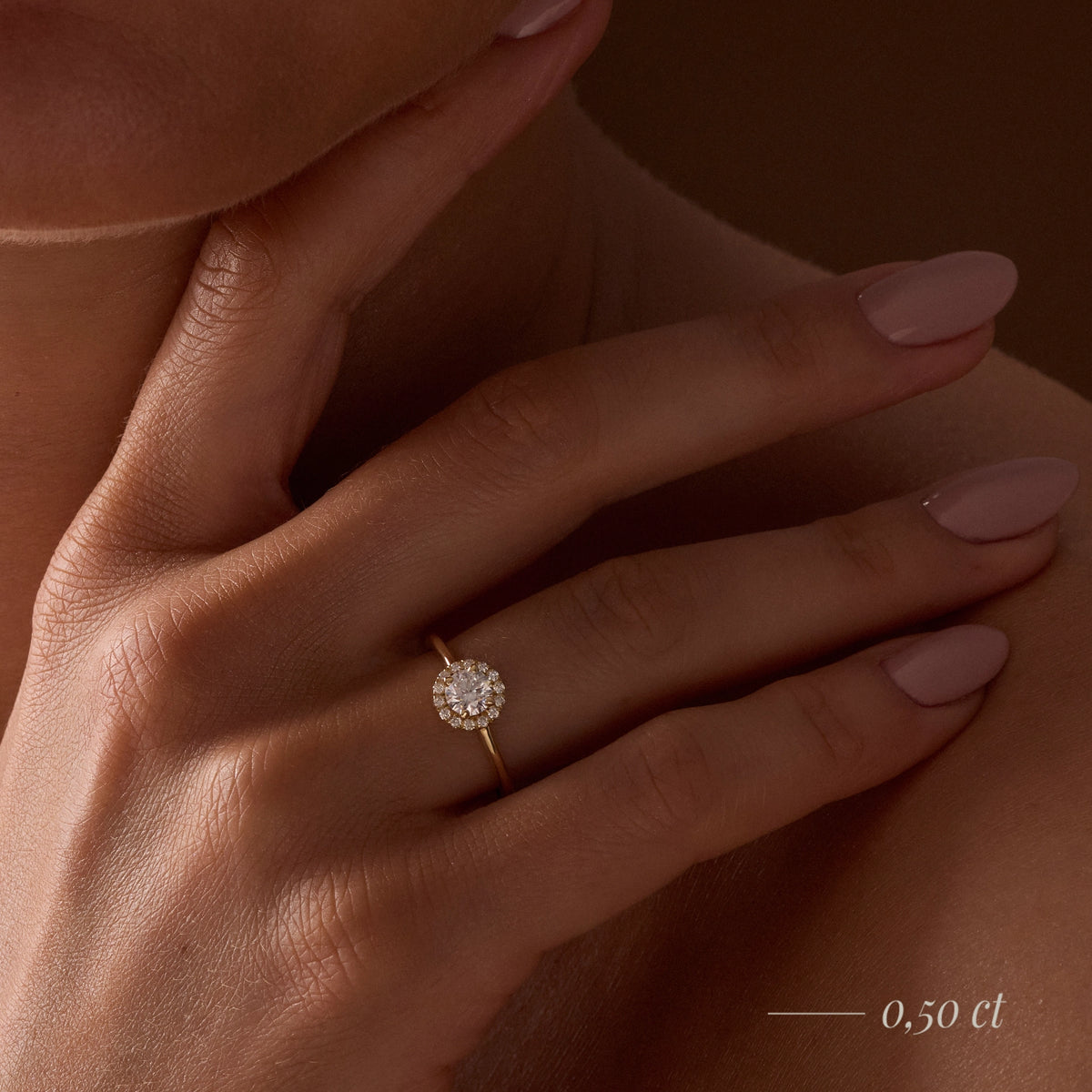 Gremari Seven Aura zásnubný prsteň zo žltého zlata s 0,30 ct lab-grown diamantom – Round/Brilliant