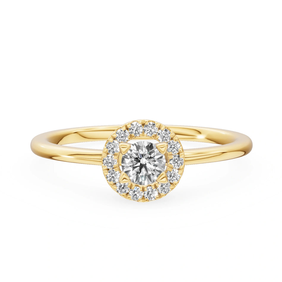 Gremari Seven Aura zásnubný prsteň zo žltého zlata s 0,15 ct prírodným diamantom – Round/Brilliant