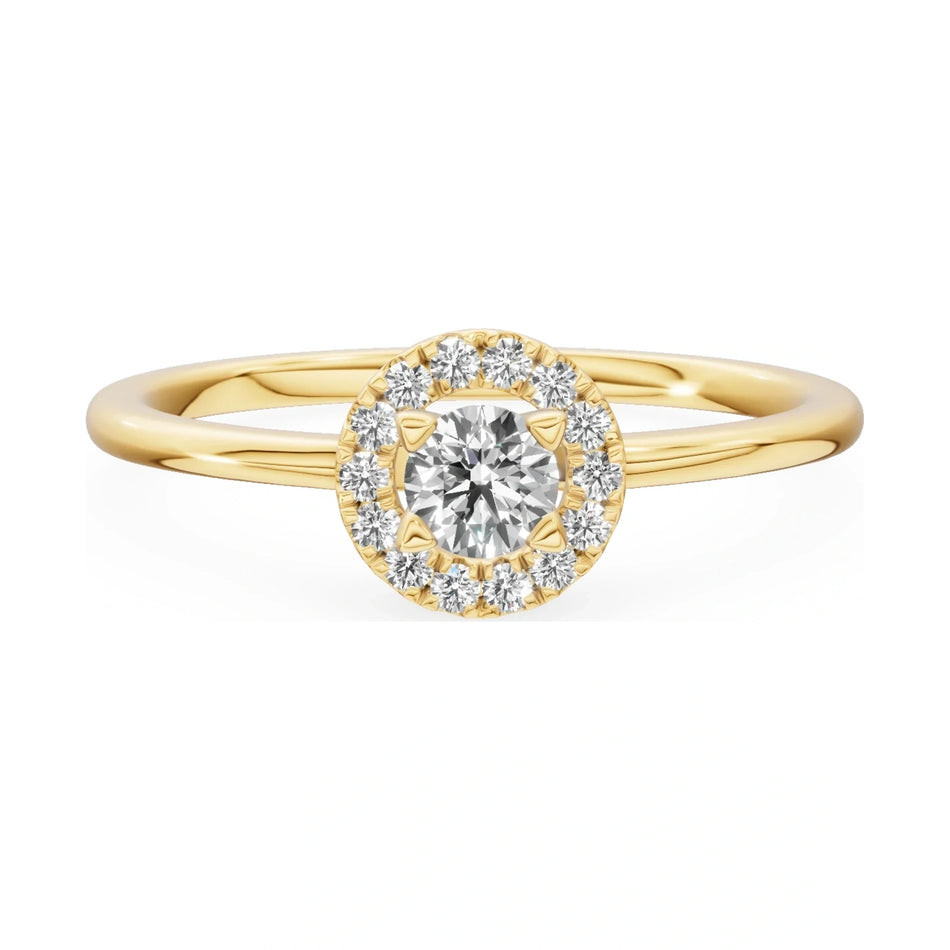 GREMARI Seven Aura 14K yellow gold engagement ring with 0.15 ct round-cut natural diamond