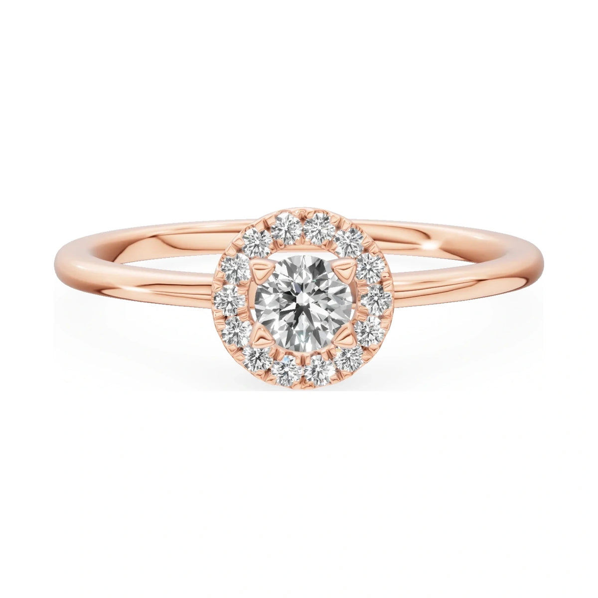 GREMARI Seven Aura 14K rose gold engagement ring with 0.15 ct round-cut natural diamond