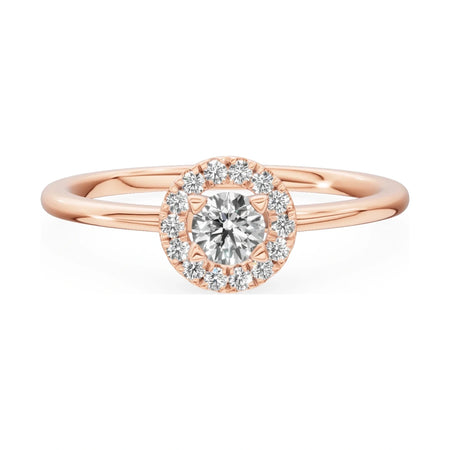GREMARI Seven Aura 14K rose gold engagement ring with 0.15 ct round-cut natural diamond