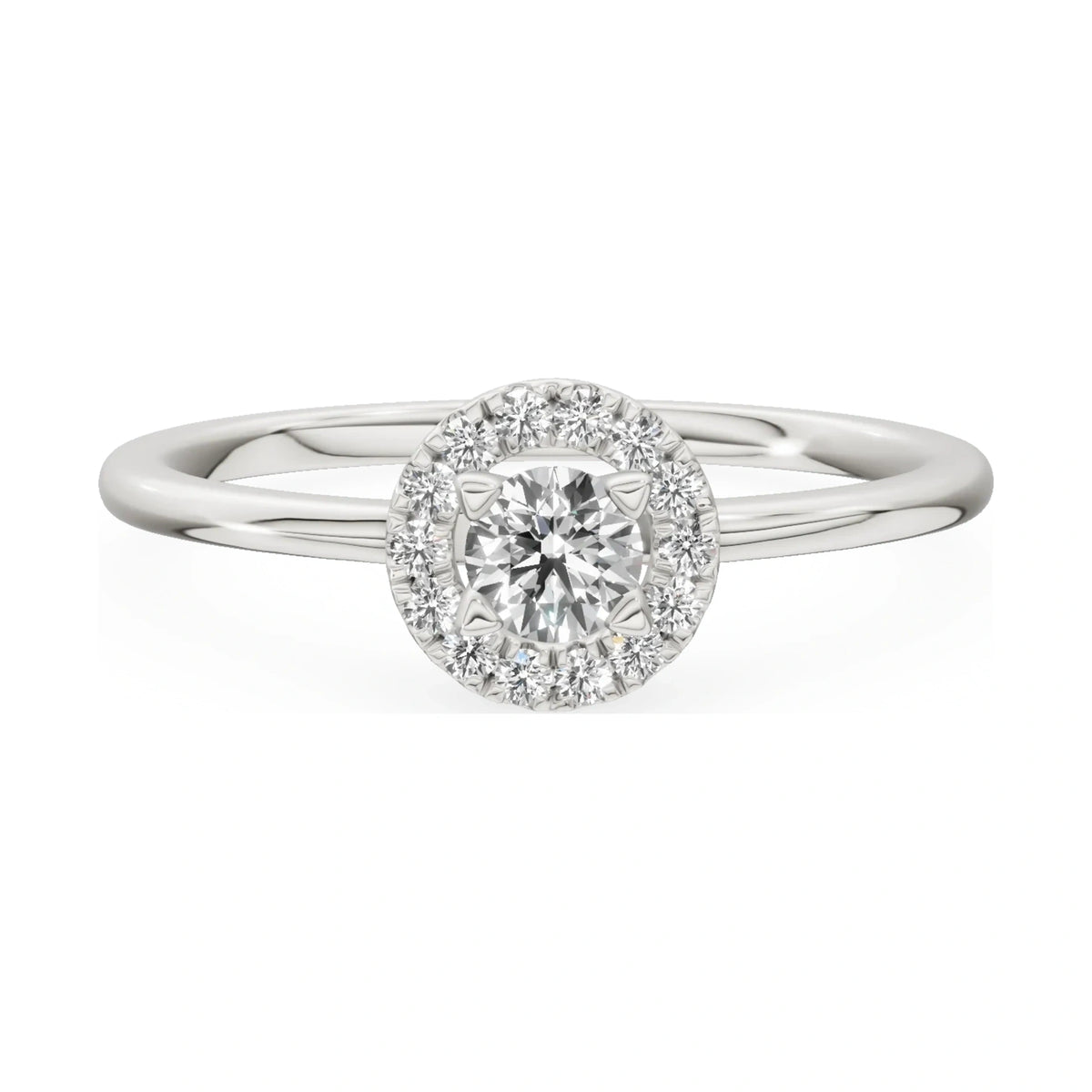 GREMARI Seven Aura 14K white gold engagement ring with 0.15 ct round-cut natural diamond
