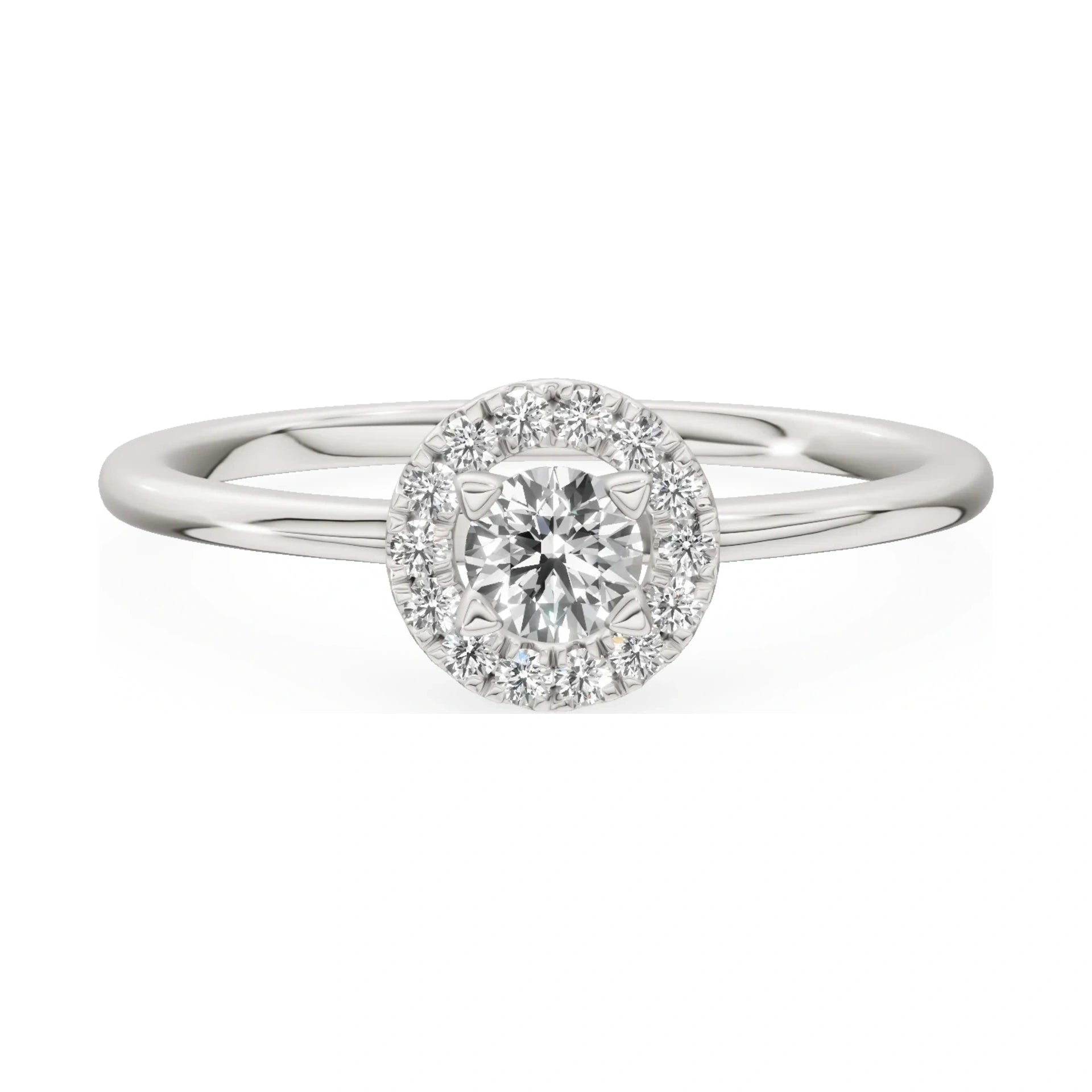 GREMARI Seven Aura 14K white gold engagement ring with 0.15 ct round-cut natural diamond
