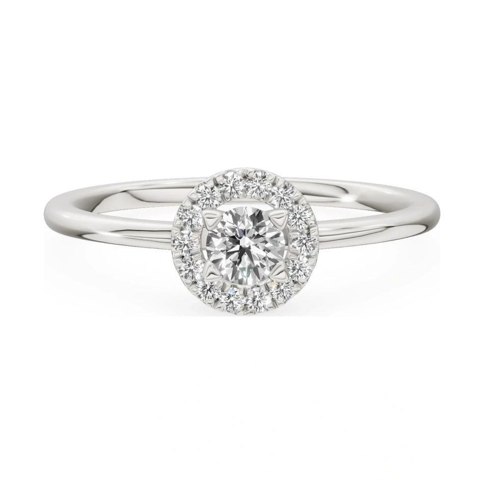 GREMARI Seven Aura 14K white gold engagement ring with 0.15 ct round-cut natural diamond