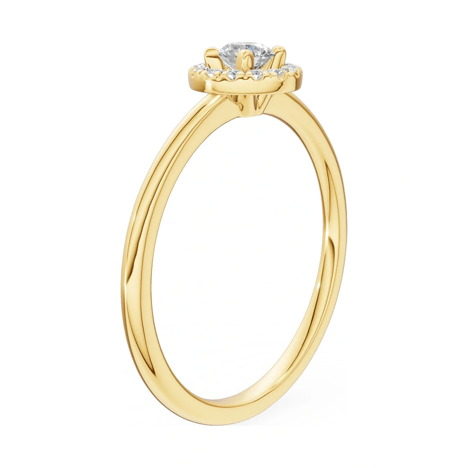 14K yellow gold GREMARI Seven Aura ring with 0.15 ct round-cut natural diamond