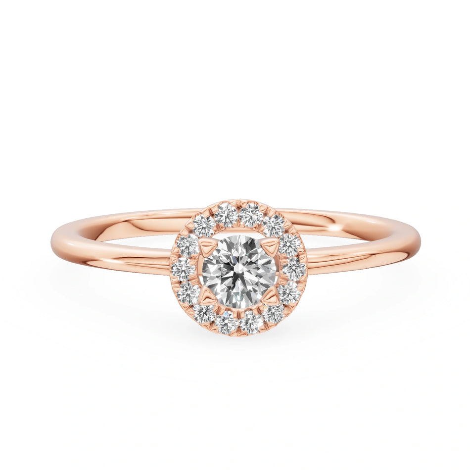 Gremari Seven Aura zásnubný prsteň z ružového zlata s 0,15 ct prírodným diamantom – Round/Brilliant