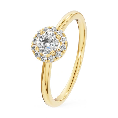0.30 ct round-cut natural diamond GREMARI Seven Aura engagement ring in 14K yellow gold