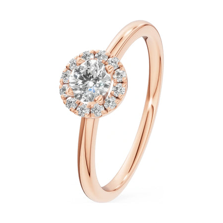 0.30 ct round-cut natural diamond GREMARI Seven Aura engagement ring in 14K rose gold
