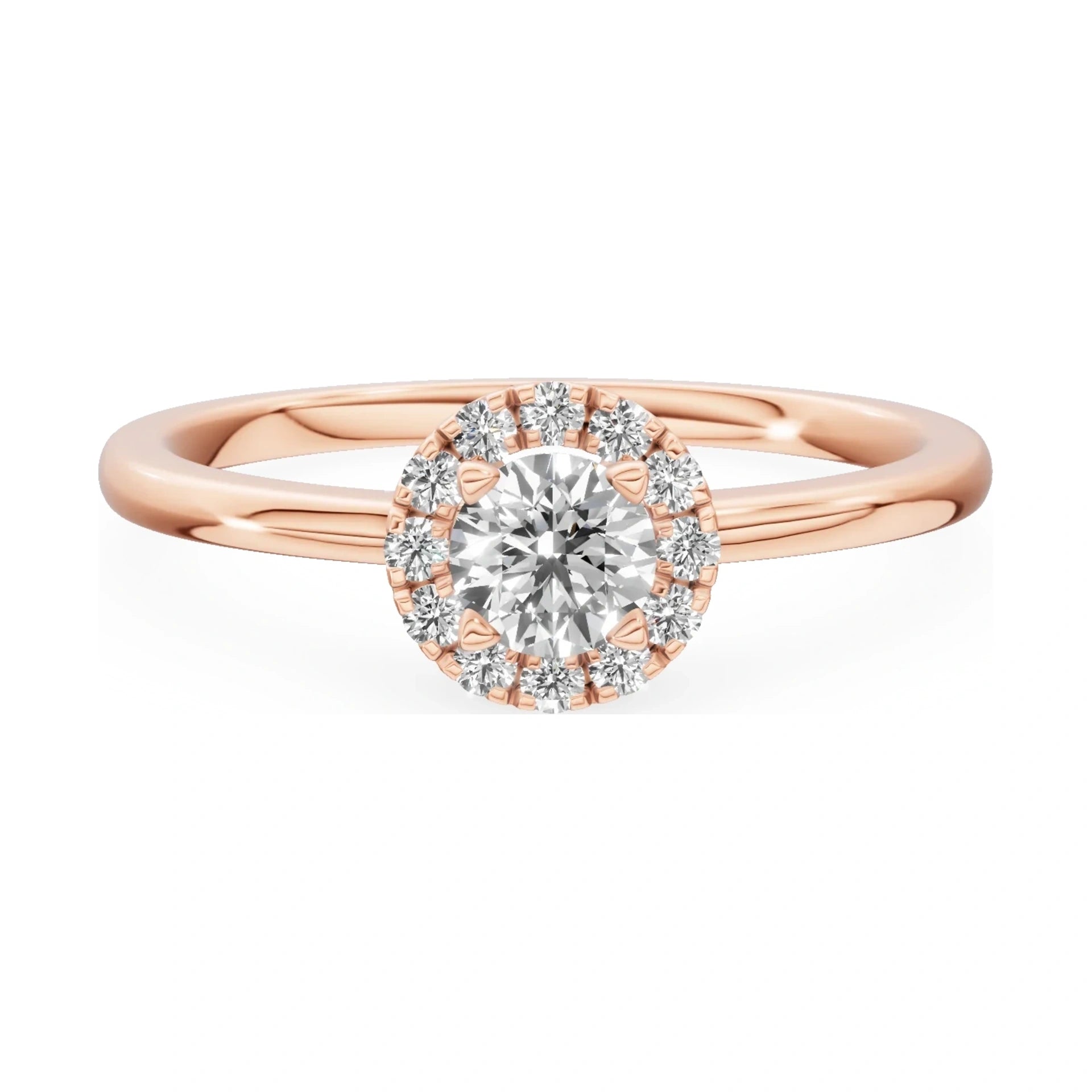 GREMARI Seven Aura 14K rose gold engagement ring with 0.30 ct round-cut natural diamond