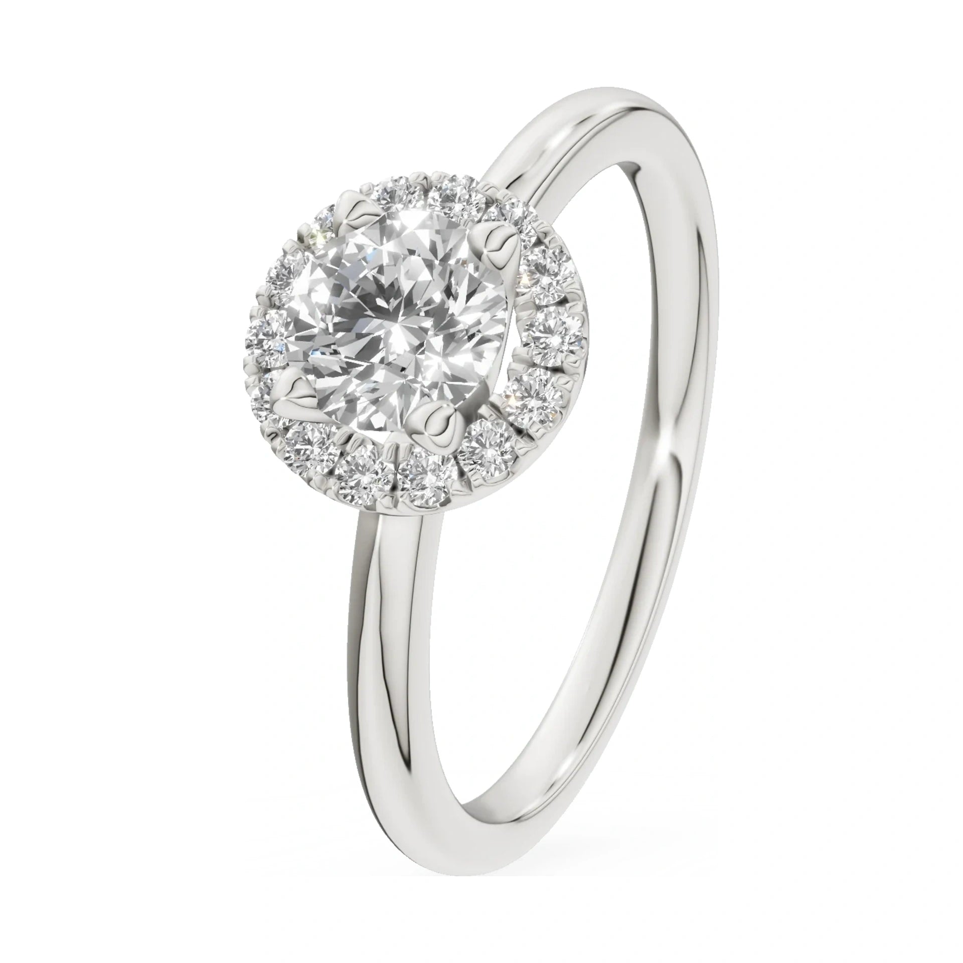 0.50 ct round-cut natural diamond GREMARI Seven Aura engagement ring in 14K white gold