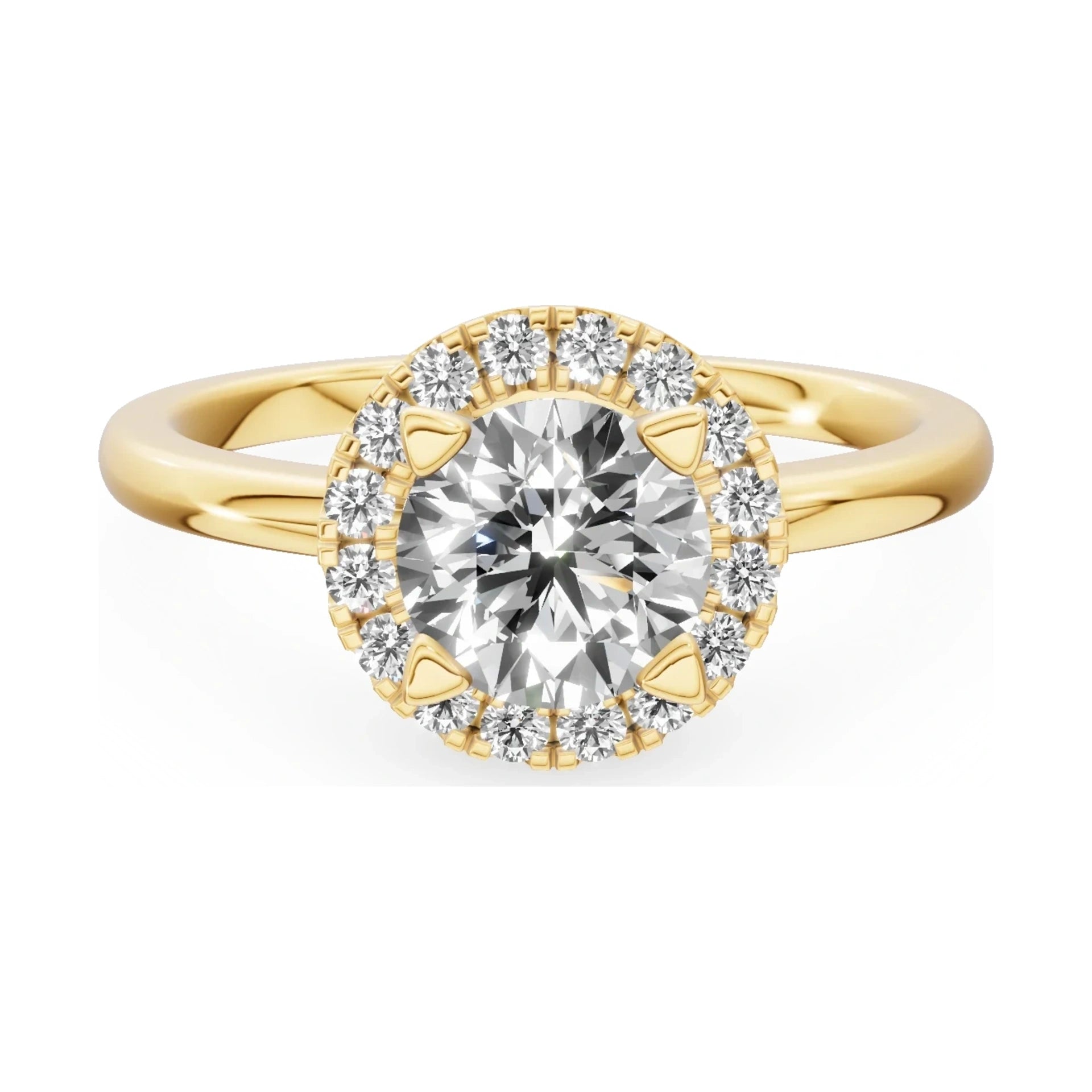 GREMARI Seven Aura 14K yellow gold engagement ring with 1.00 ct round-cut natural diamond