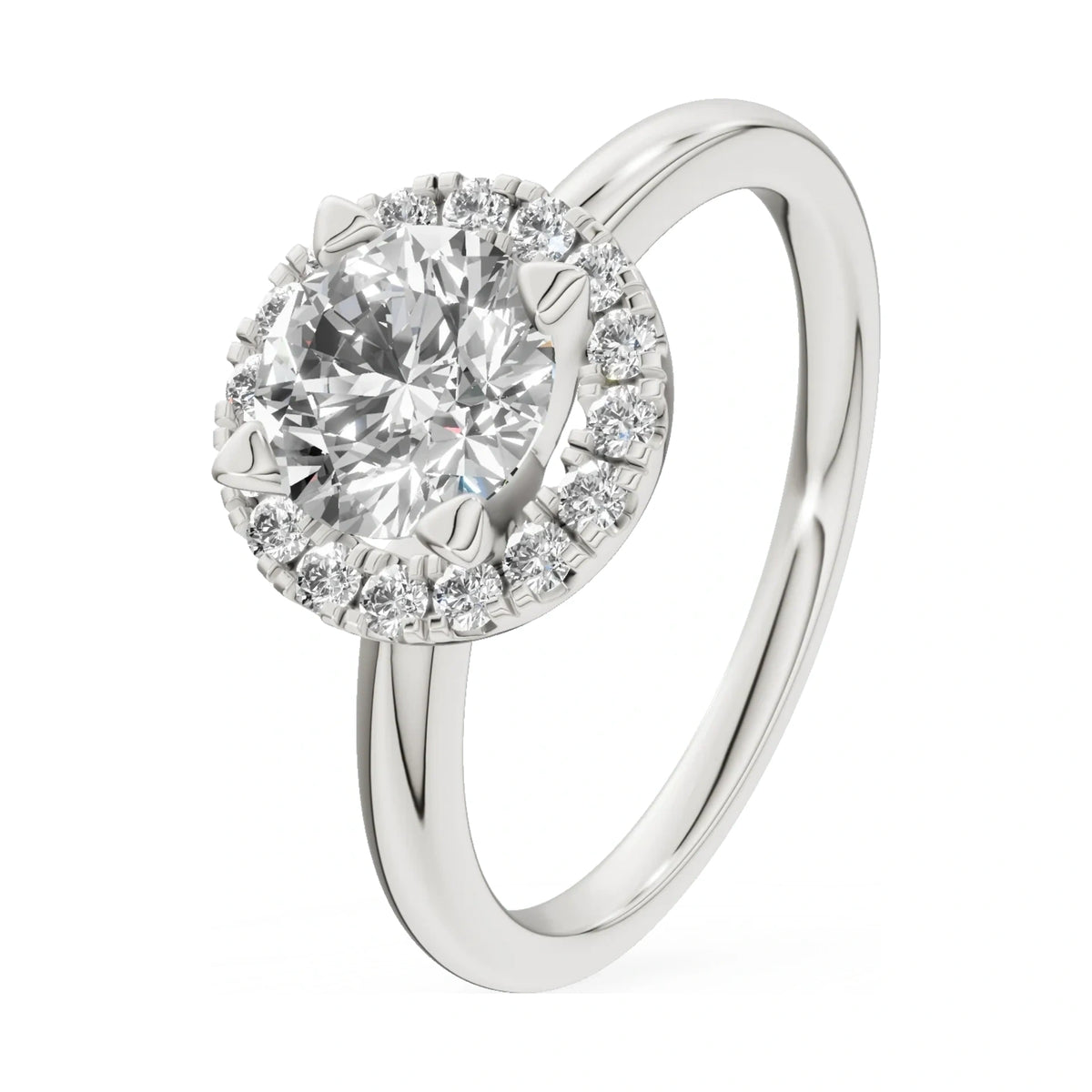 1.00 ct round-cut natural diamond GREMARI Seven Aura engagement ring in 14K white gold