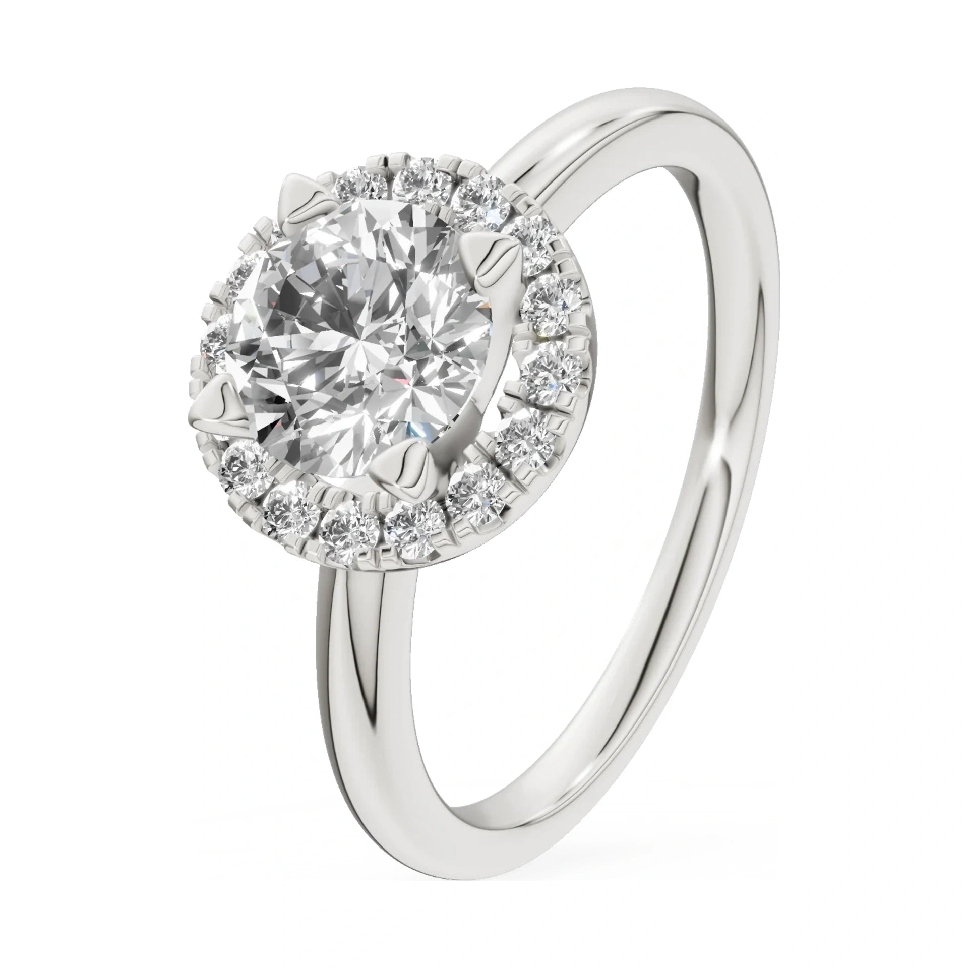 1.00 ct round-cut natural diamond GREMARI Seven Aura engagement ring in 14K white gold