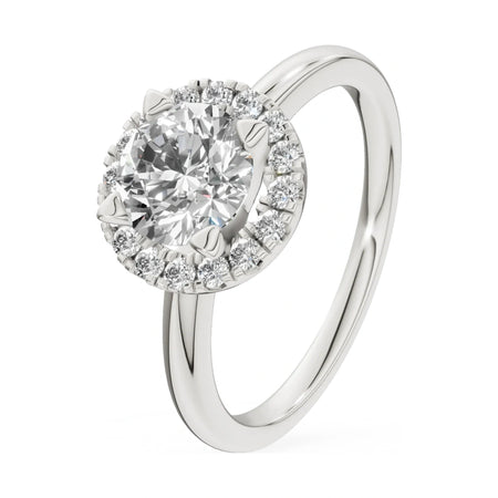 1.00 ct round-cut natural diamond GREMARI Seven Aura engagement ring in 14K white gold