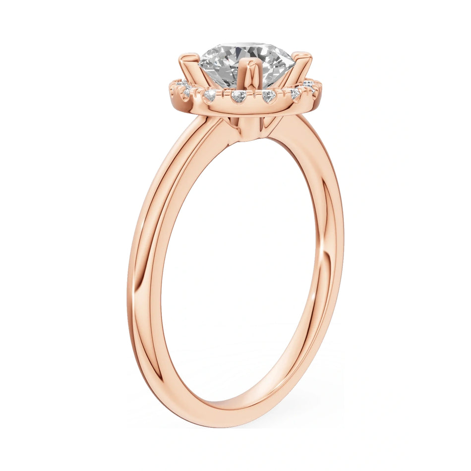 14K rose gold GREMARI Seven Aura ring with 1.00 ct round-cut natural diamond