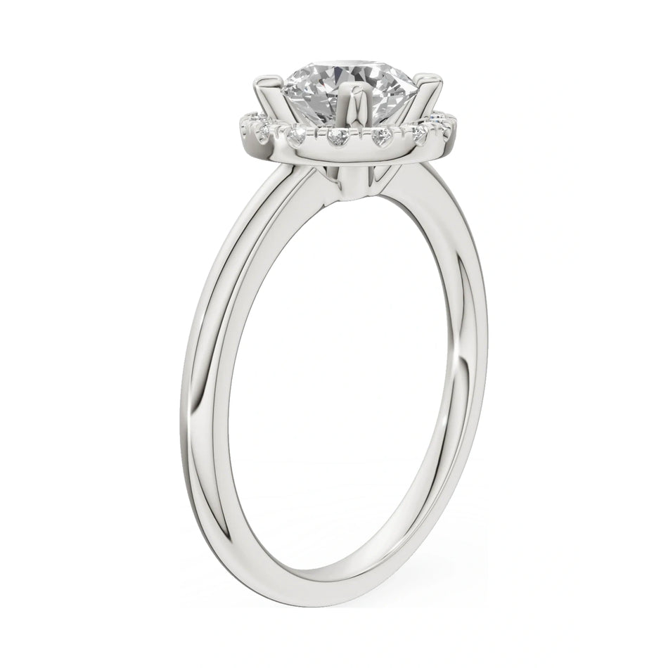 14K white gold GREMARI Seven Aura ring with 1.00 ct round-cut natural diamond