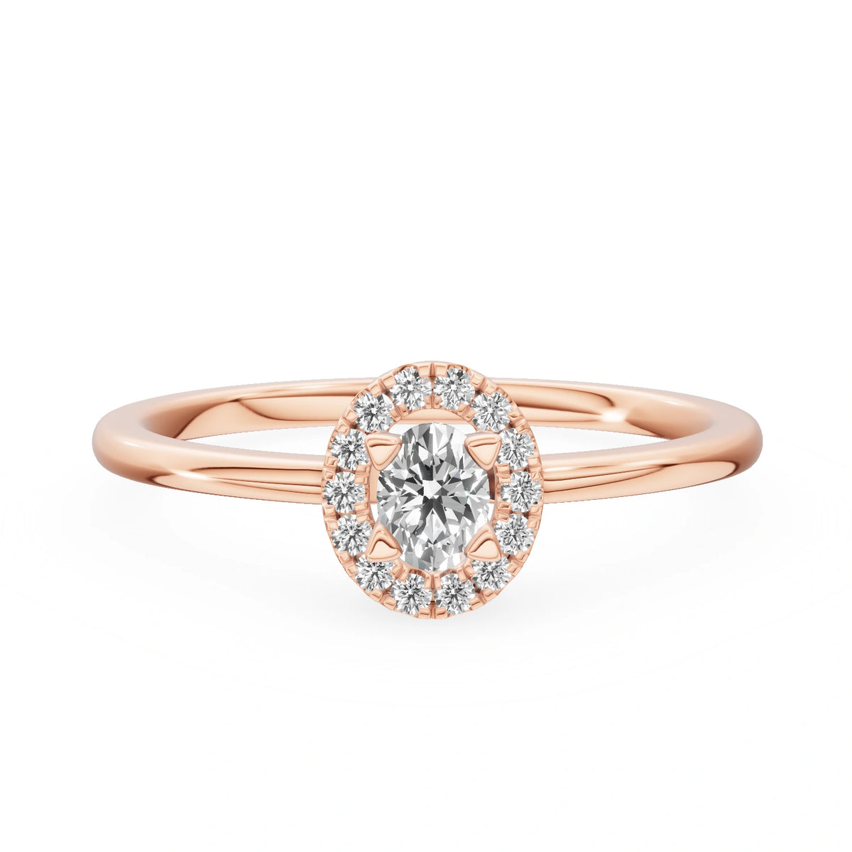 Gremari Seven Aura zásnubný prsteň z ružového zlata s 0,15 ct lab-grown diamantom – Oval