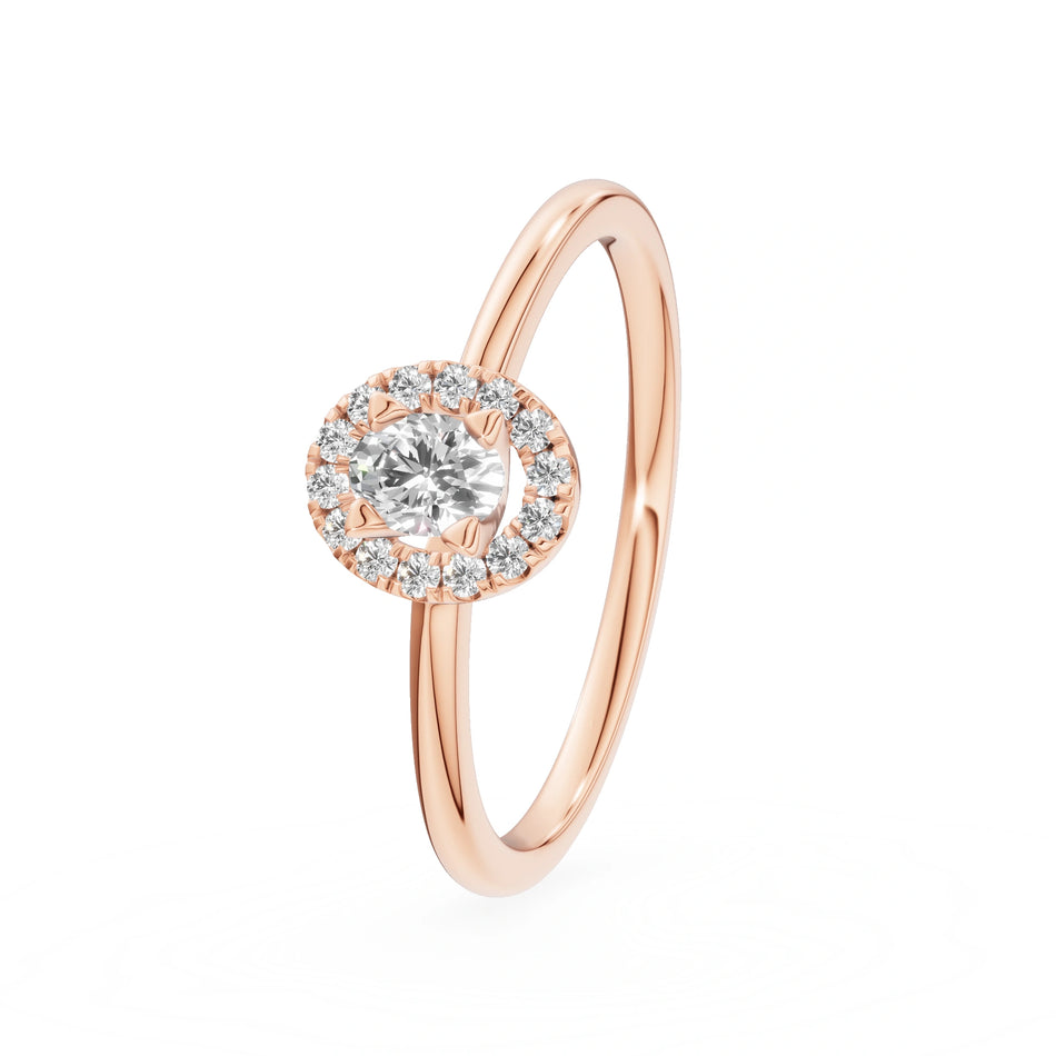 Gremari Seven Aura zásnubný prsteň z ružového zlata s 0,15 ct lab-grown diamantom – Oval