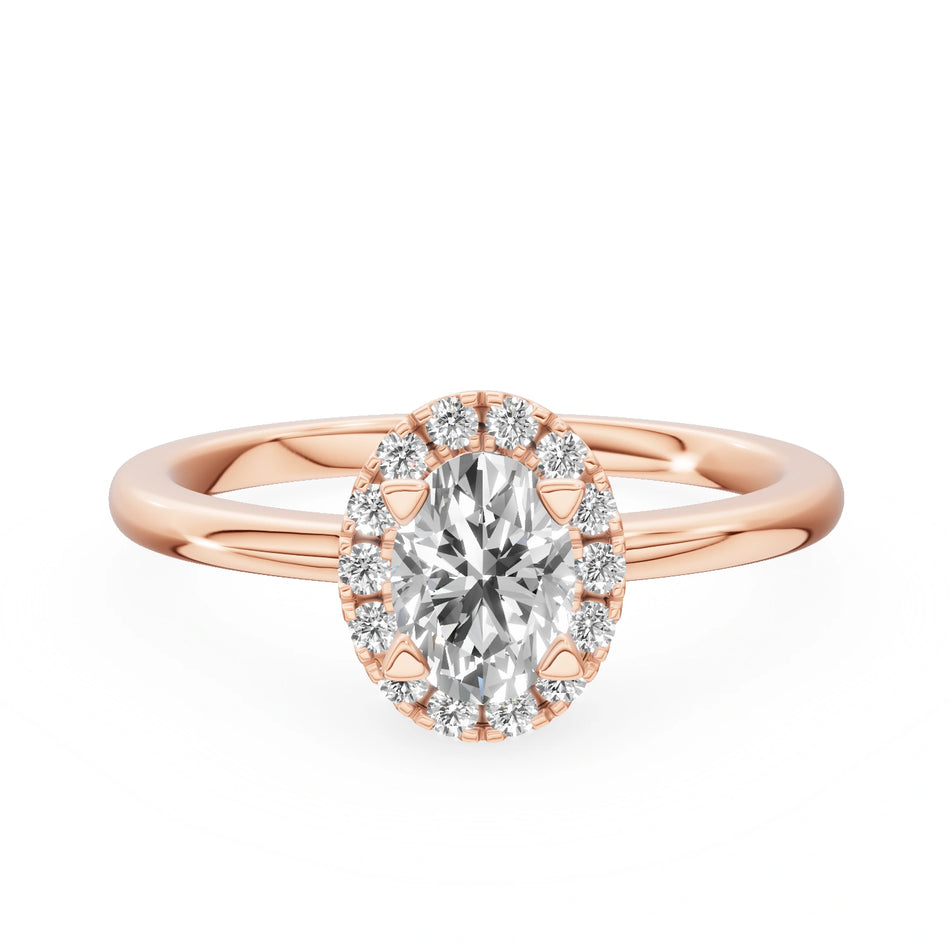 Gremari Seven Aura zásnubný prsteň z ružového zlata s 0,50 ct lab-grown diamantom – Oval
