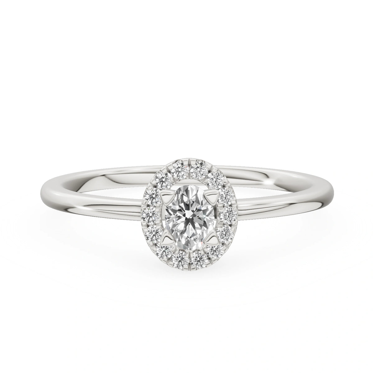 Gremari Seven Aura zásnubný prsteň z bieleho zlata s 0,15 ct lab-grown diamantom – Oval