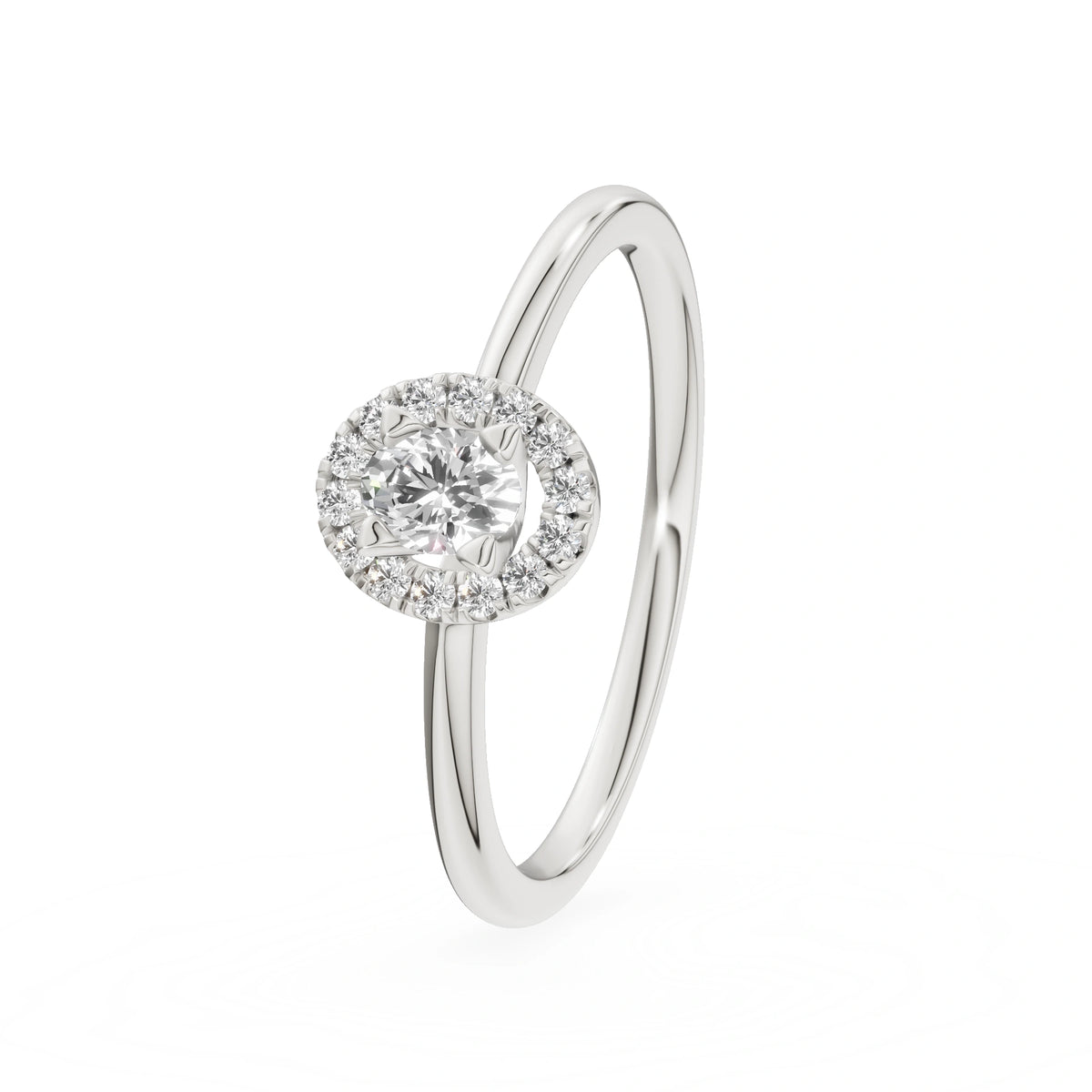 Gremari Seven Aura zásnubný prsteň z bieleho zlata s 0,15 ct lab-grown diamantom – Oval