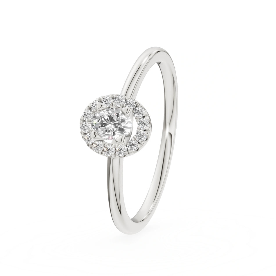 Gremari Seven Aura zásnubný prsteň z bieleho zlata s 0,15 ct lab-grown diamantom – Oval
