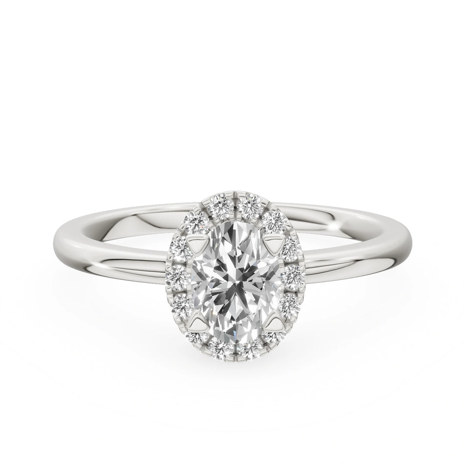 Gremari Seven Aura zásnubný prsteň z bieleho zlata s 0,50 ct lab-grown diamantom – Oval