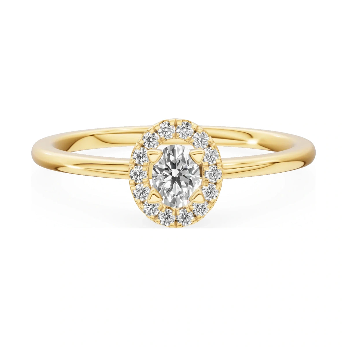 GREMARI Seven Aura 14K yellow gold engagement ring with 0.15 ct oval-cut natural diamond