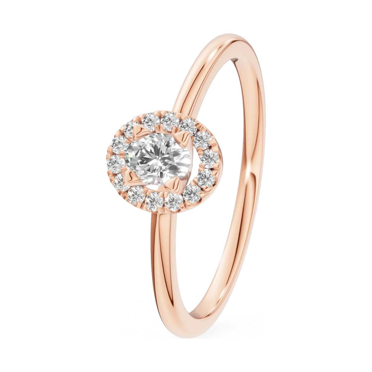 0.15 ct oval-cut natural diamond GREMARI Seven Aura engagement ring in 14K rose gold