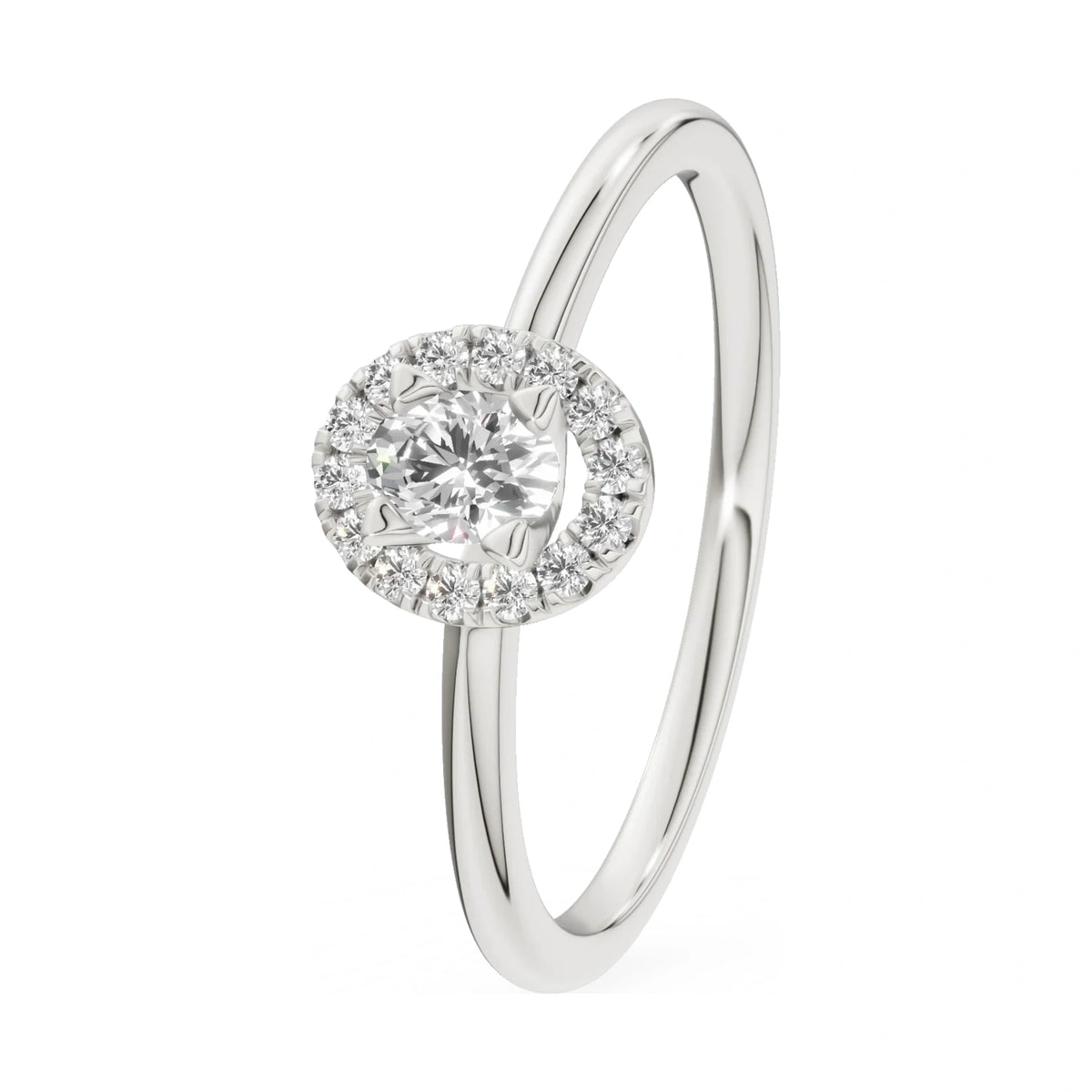 0.15 ct oval-cut natural diamond GREMARI Seven Aura engagement ring in 14K white gold