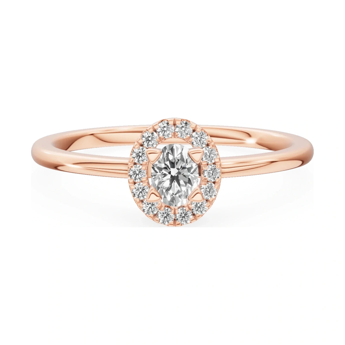 GREMARI Seven Aura 14K rose gold engagement ring with 0.15 ct oval-cut natural diamond