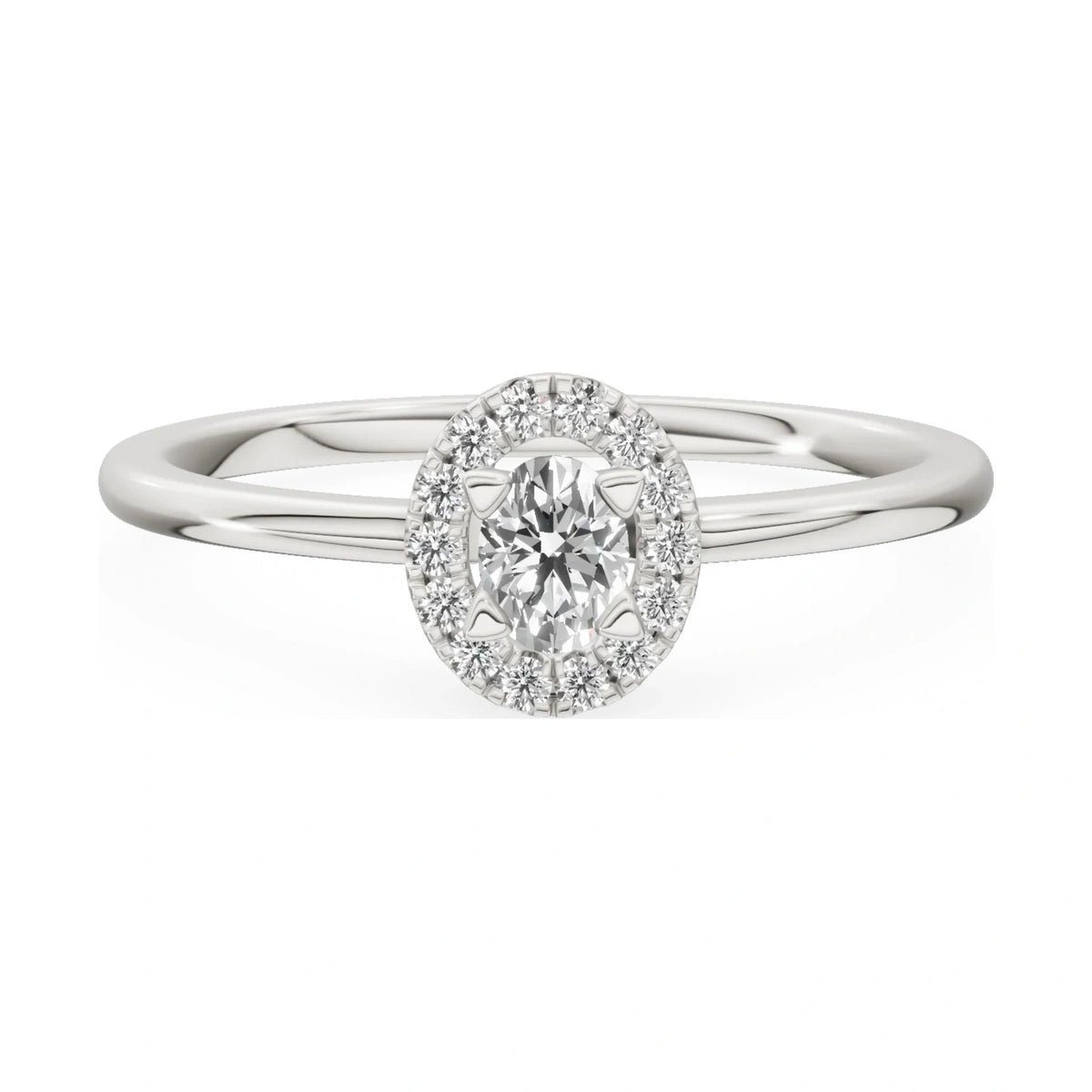 GREMARI Seven Aura 14K white gold engagement ring with 0.15 ct oval-cut natural diamond
