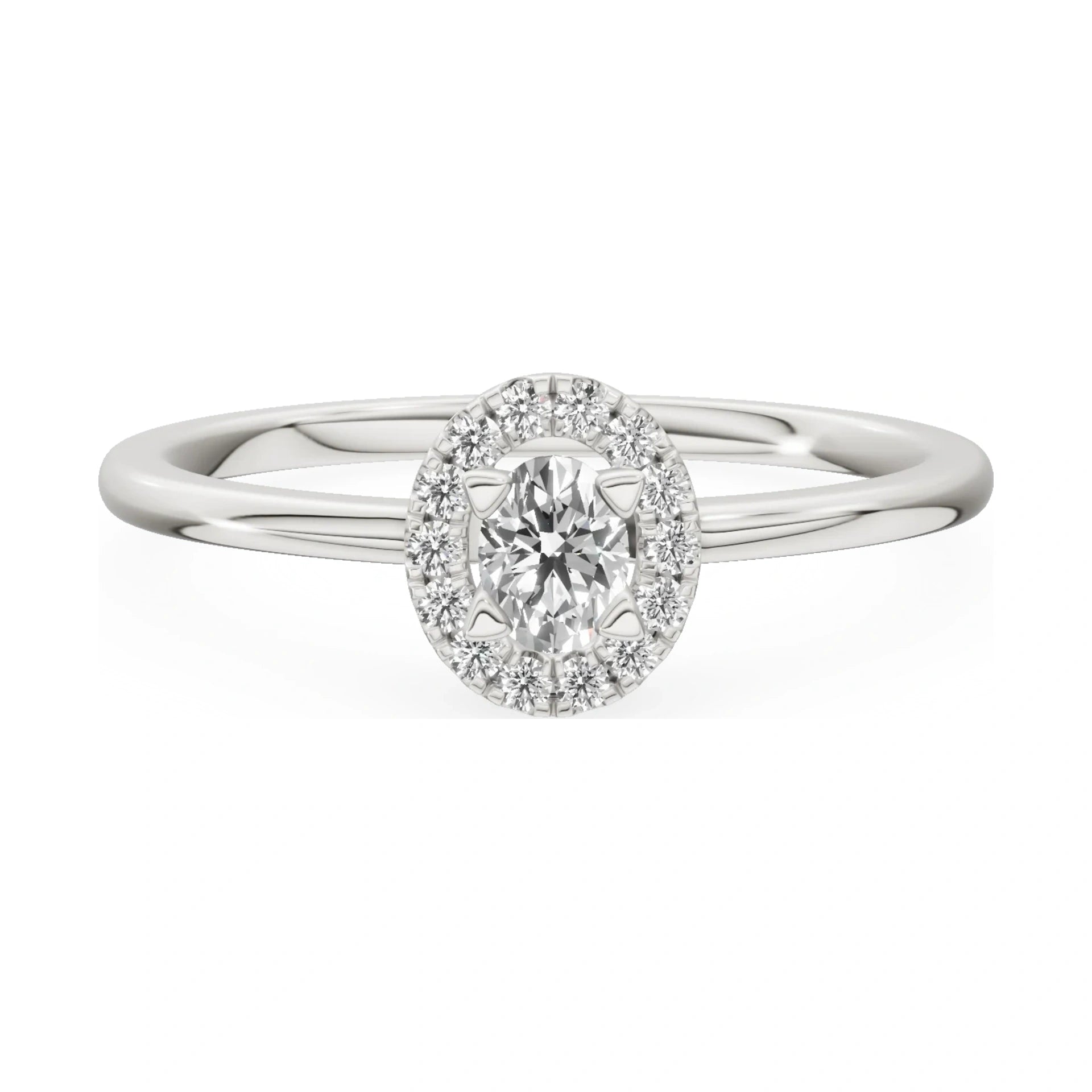 GREMARI Seven Aura 14K white gold engagement ring with 0.15 ct oval-cut natural diamond