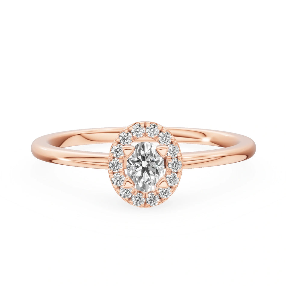 Gremari Seven Aura zásnubný prsteň z ružového zlata s 0,15 ct prírodným diamantom – Oval
