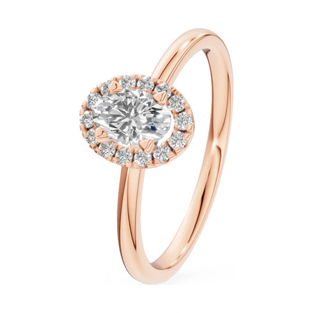 0.30 ct oval-cut natural diamond GREMARI Seven Aura engagement ring in 14K rose gold
