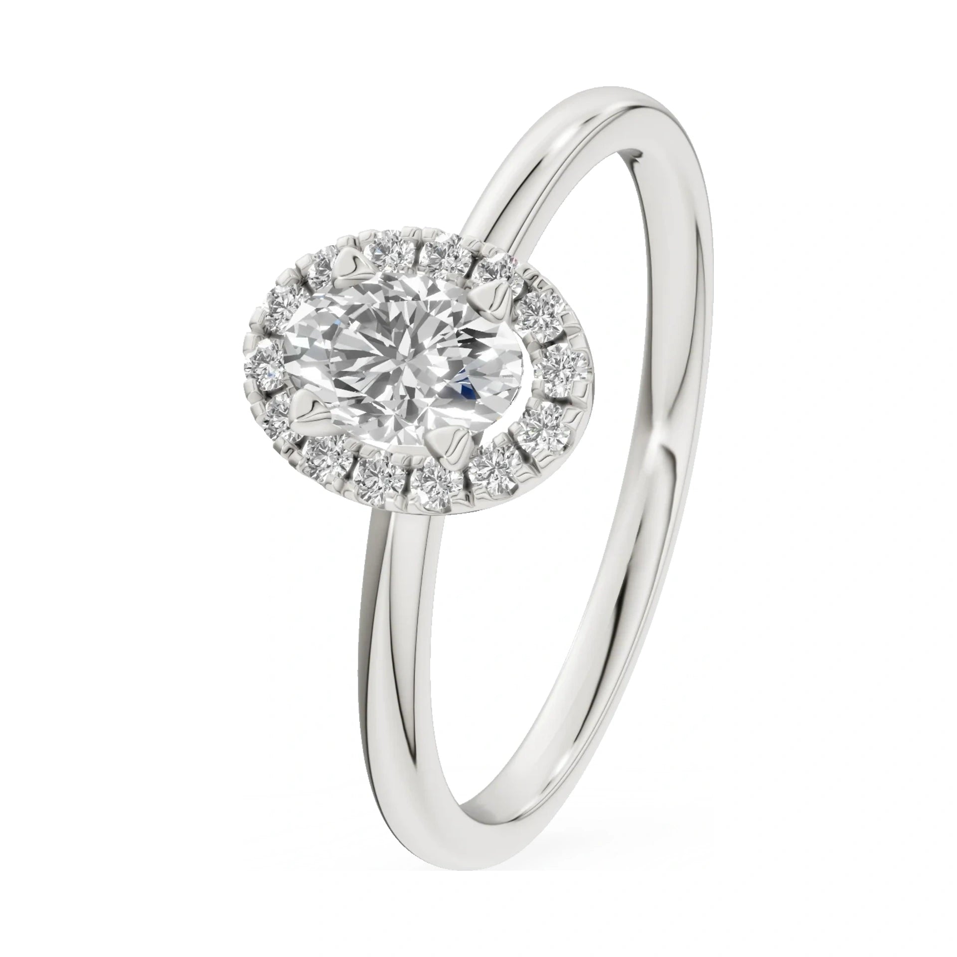 0.30 ct oval-cut natural diamond GREMARI Seven Aura engagement ring in 14K white gold
