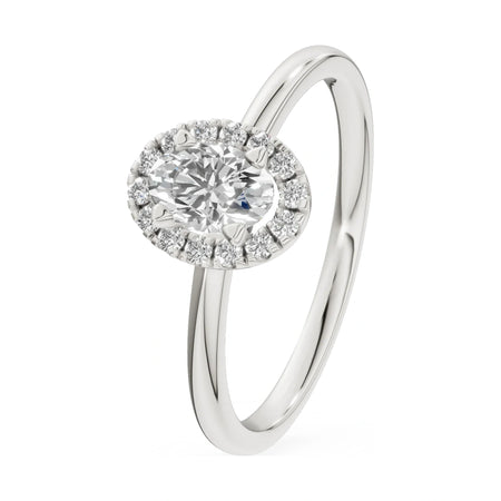 0.30 ct oval-cut natural diamond GREMARI Seven Aura engagement ring in 14K white gold