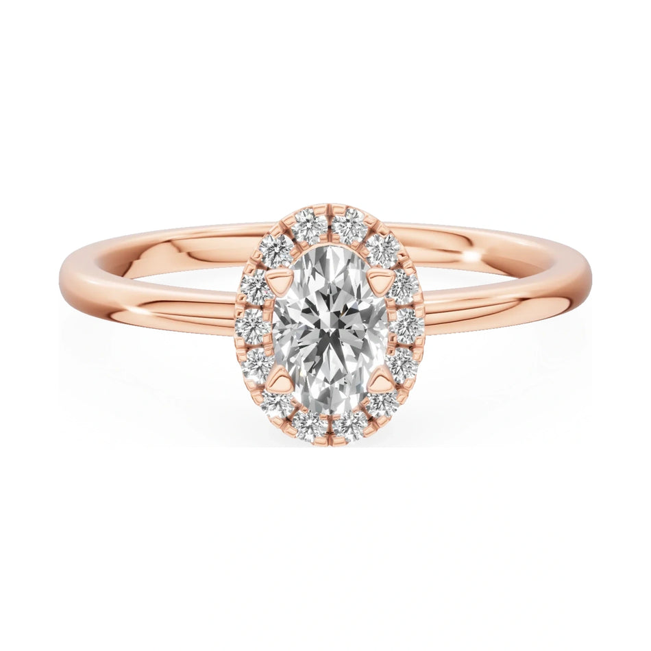 GREMARI Seven Aura 14K rose gold engagement ring with 0.30 ct oval-cut natural diamond