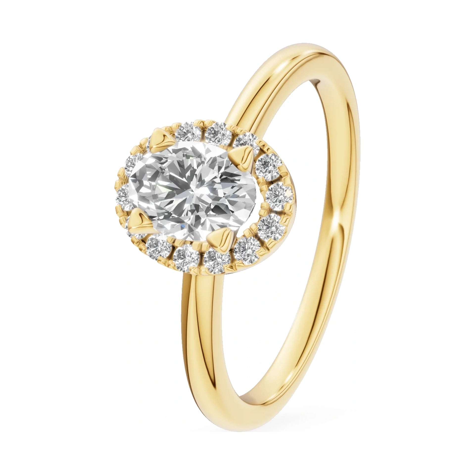 0.50 ct oval-cut natural diamond GREMARI Seven Aura engagement ring in 14K yellow gold