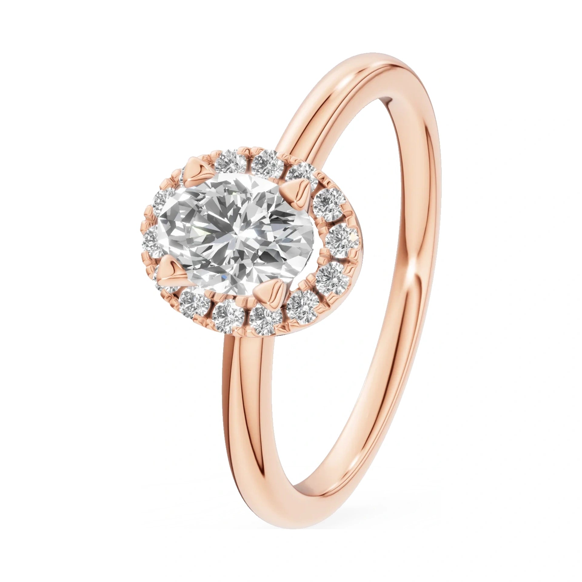 0.50 ct oval-cut natural diamond GREMARI Seven Aura engagement ring in 14K rose gold