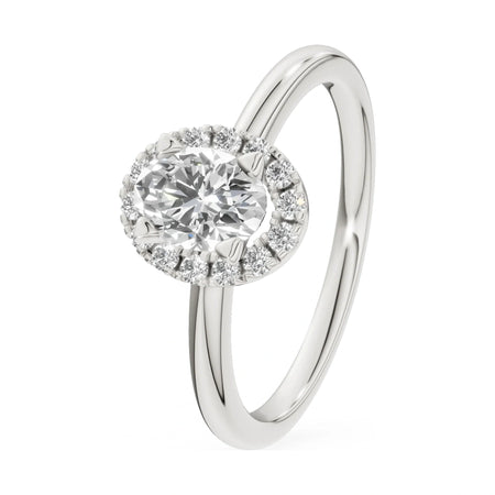 0.50 ct oval-cut natural diamond GREMARI Seven Aura engagement ring in 14K white gold