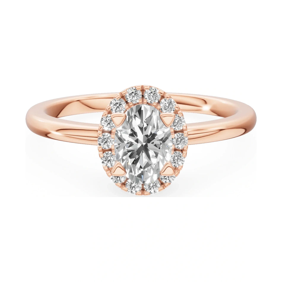 GREMARI Seven Aura 14K rose gold engagement ring with 0.50 ct oval-cut natural diamond