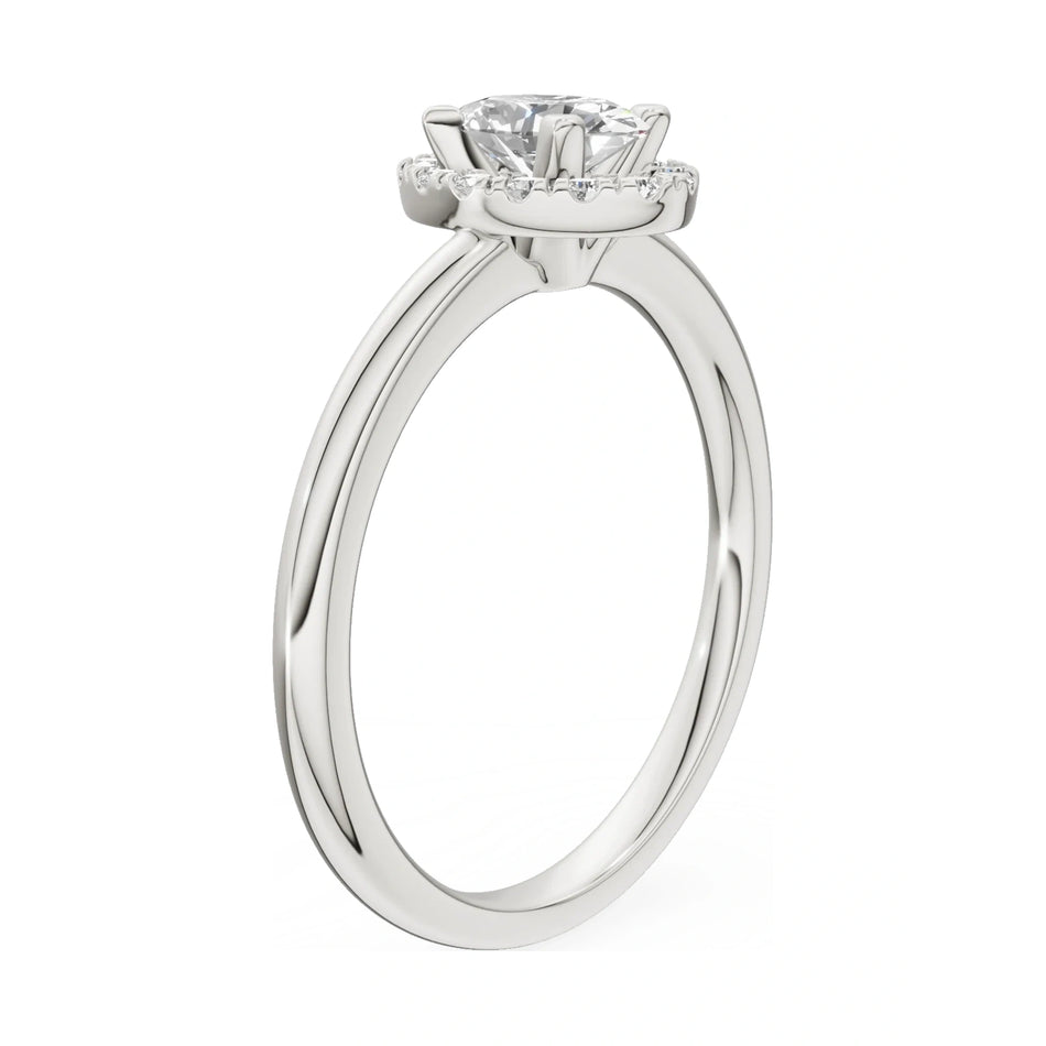 14K white gold GREMARI Seven Aura ring with 0.50 ct oval-cut natural diamond