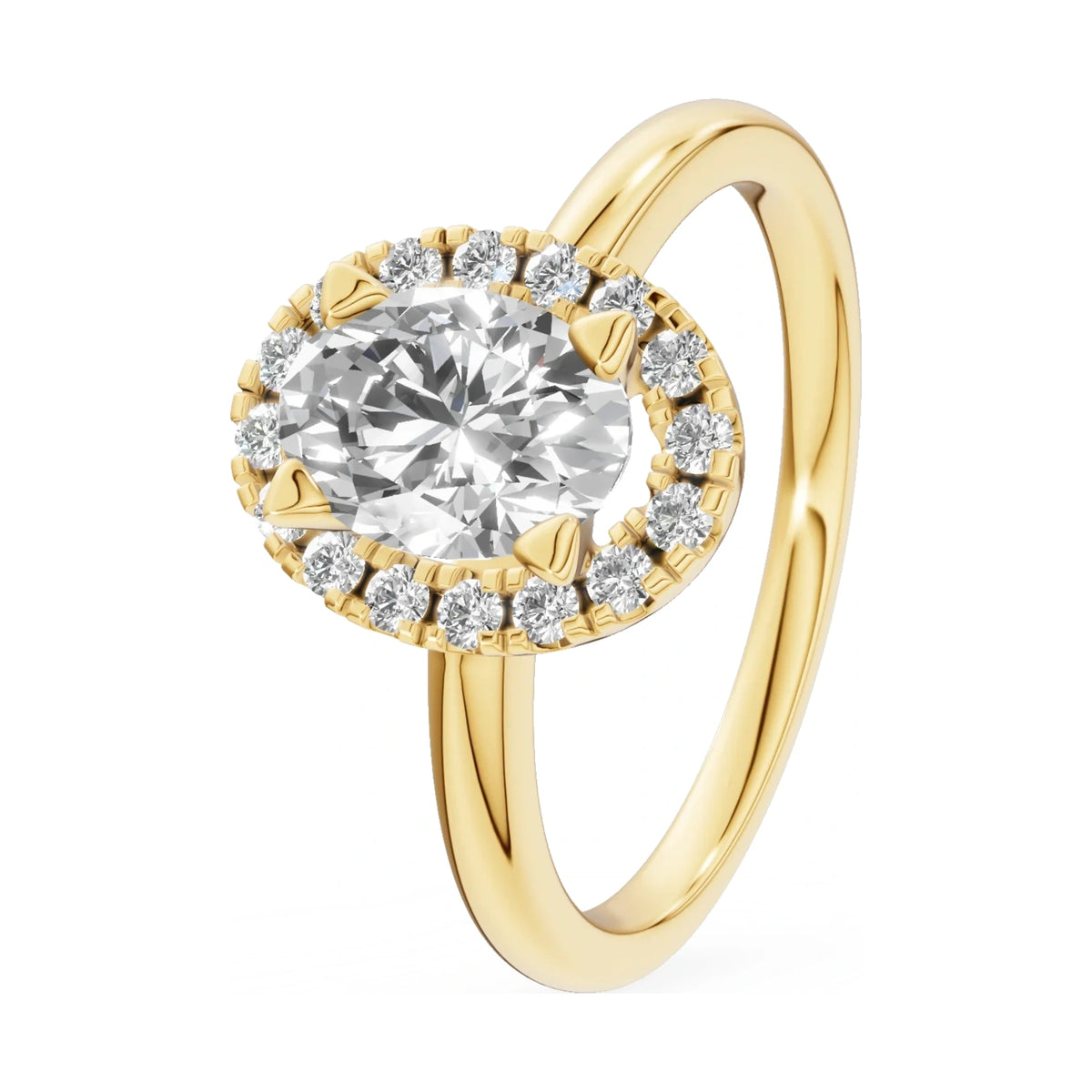 1.00 ct oval-cut natural diamond GREMARI Seven Aura engagement ring in 14K yellow gold