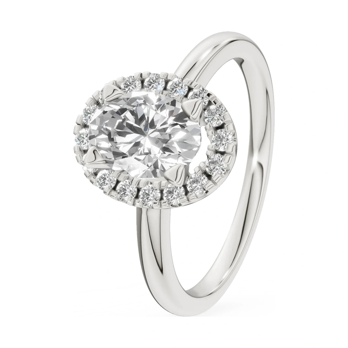 1.00 ct oval-cut natural diamond GREMARI Seven Aura engagement ring in 14K white gold