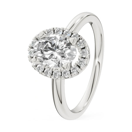 1.00 ct oval-cut natural diamond GREMARI Seven Aura engagement ring in 14K white gold