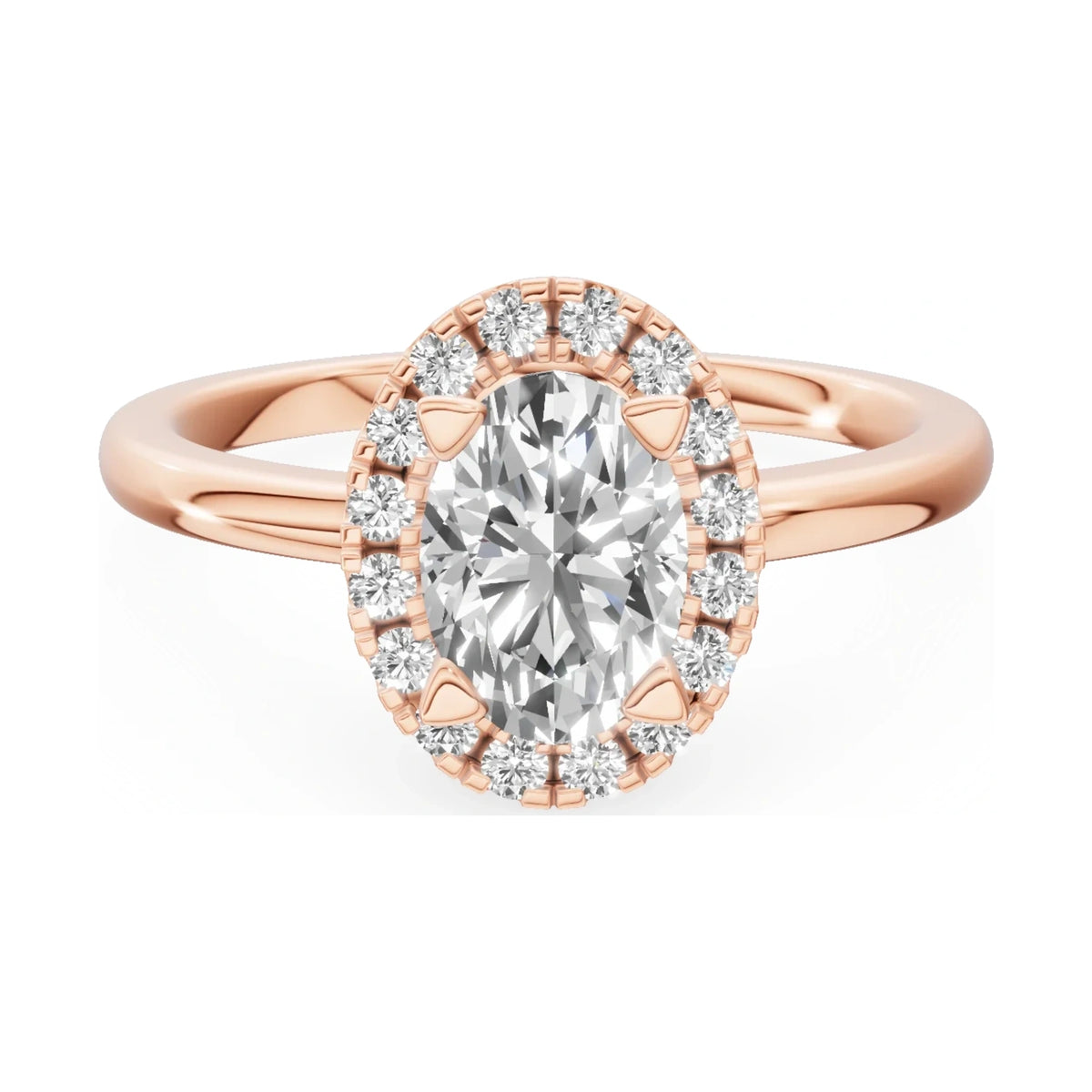 GREMARI Seven Aura 14K rose gold engagement ring with 1.00 ct oval-cut natural diamond
