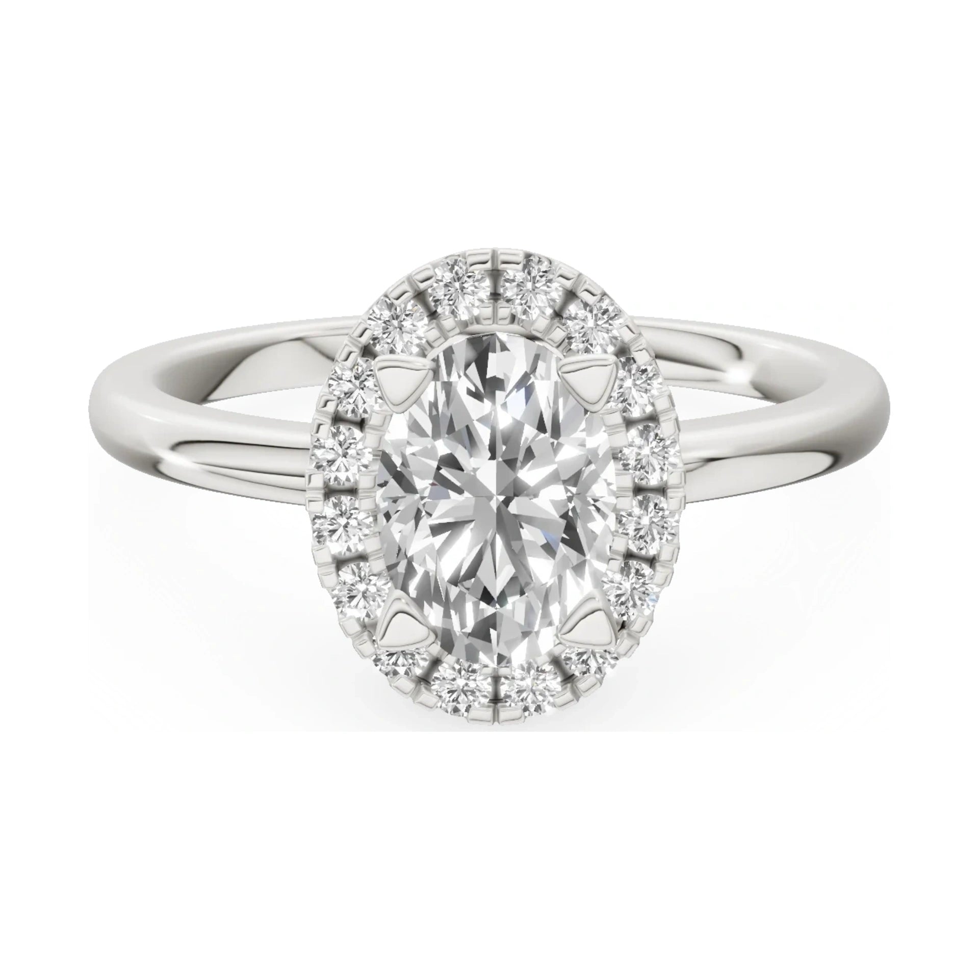 GREMARI Seven Aura 14K white gold engagement ring with 1.00 ct oval-cut natural diamond